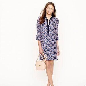 J.Crew "Rosie" silk tunic shift dress in navy medallion paisley - size 2